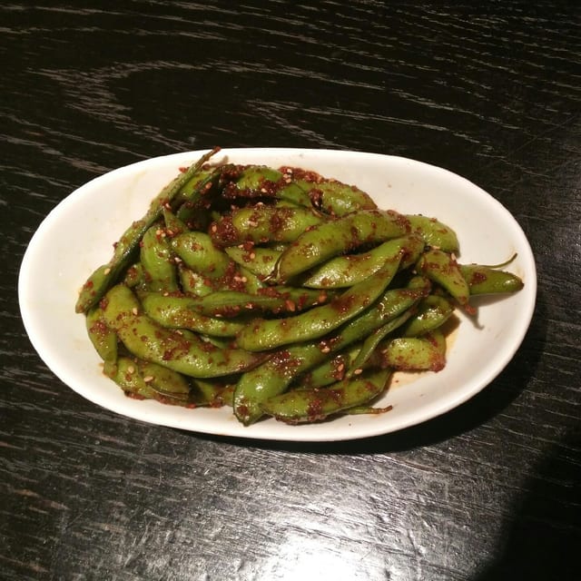 Spicy Garlic Edamame.